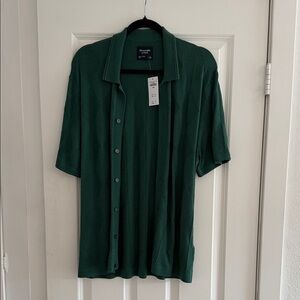 Abercrombie & Fitch Men’s Dark Green Short-Sleeve Button Polo